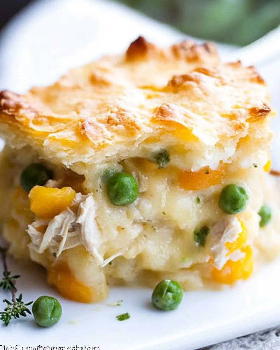 Cheddar Biscuit Topped Harvest Chicken Pot Pie
