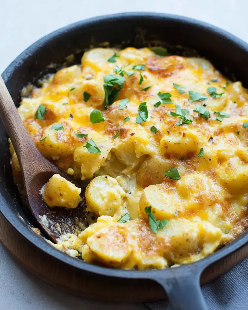 Cheesy Potato Egg Scramble