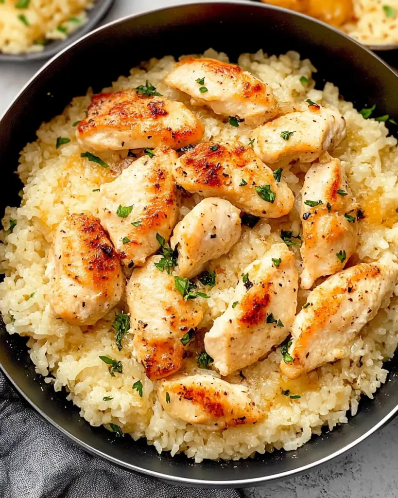 Chicken Scampi with Garlic Parmesan Rice