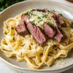 Creamy Garlic Parmesan Steak Pasta