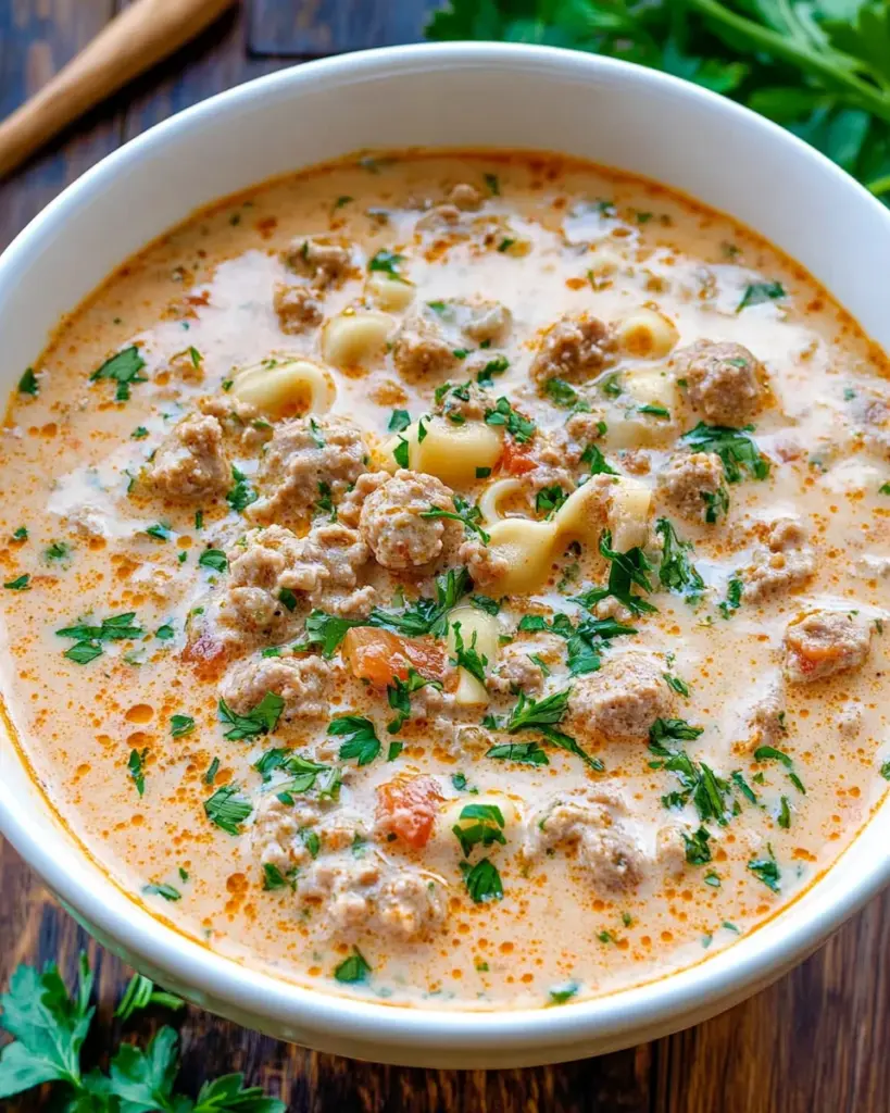 Creamy Parmesan Italian Sausage Ditalini Soup