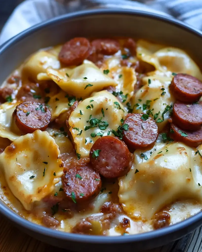 Crockpot Pierogi Casserole with Kielbasa