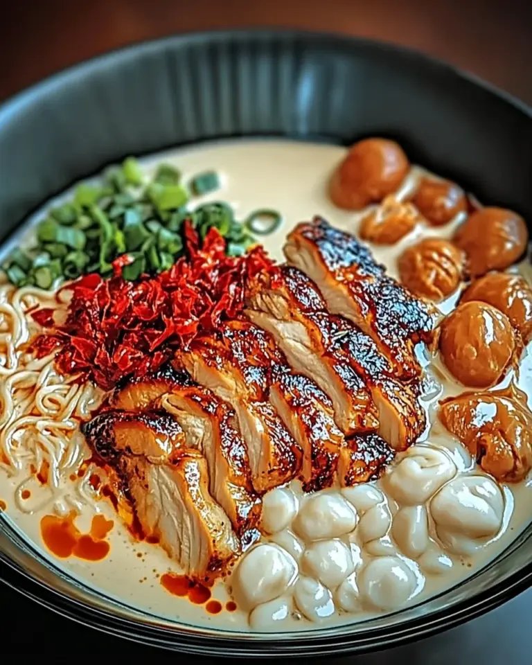 Fiery Chicken Ramen with Creamy Garlic Sauce
