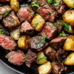 Garlic Butter Steak Bites and Potatoes