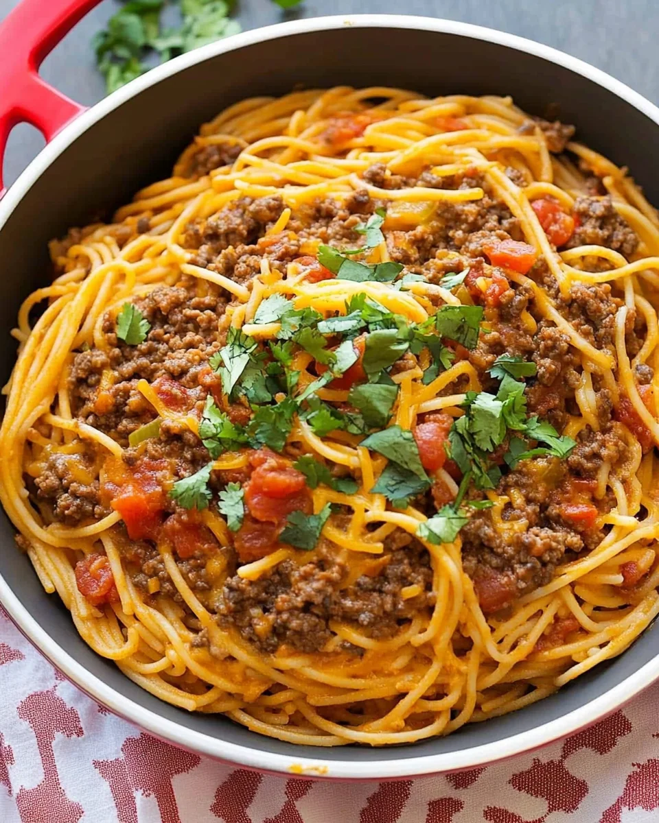 One Pot Taco Spaghetti