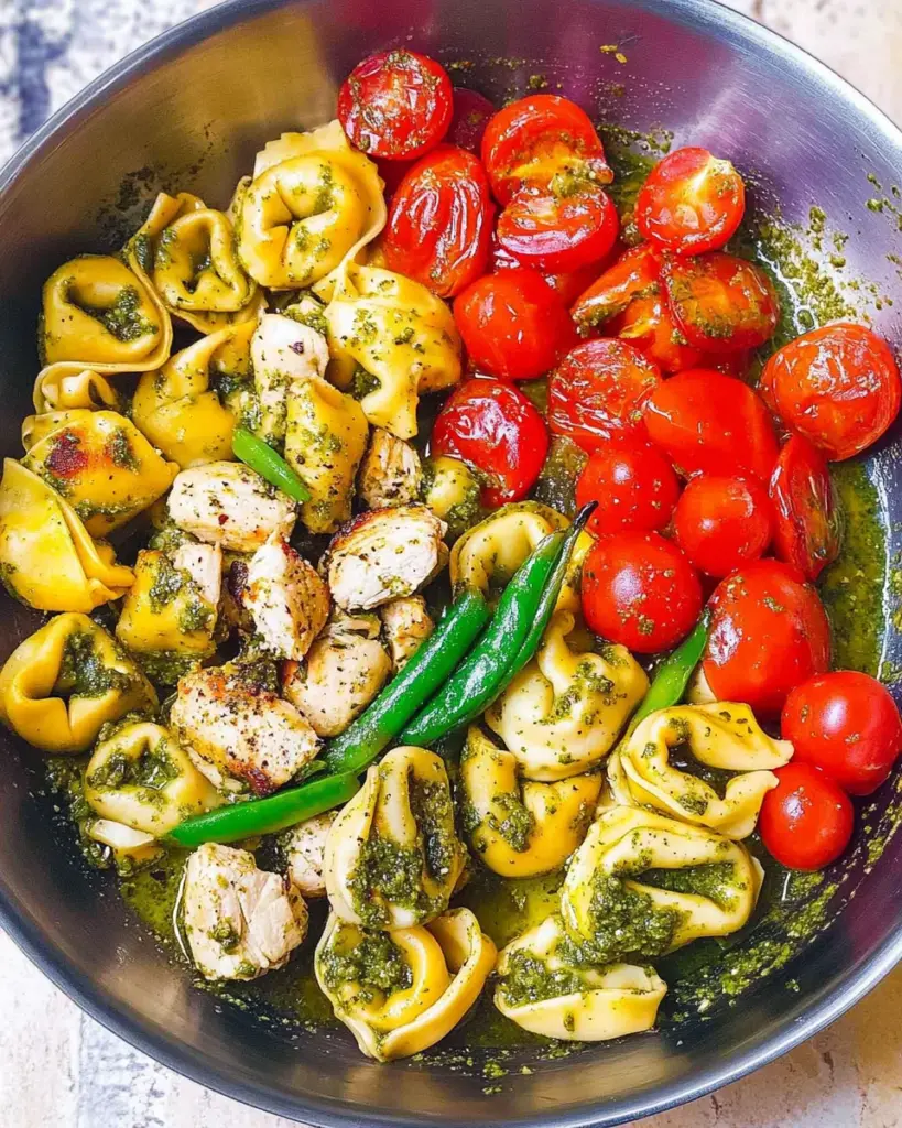 Pesto Chicken Tortellini and Veggies