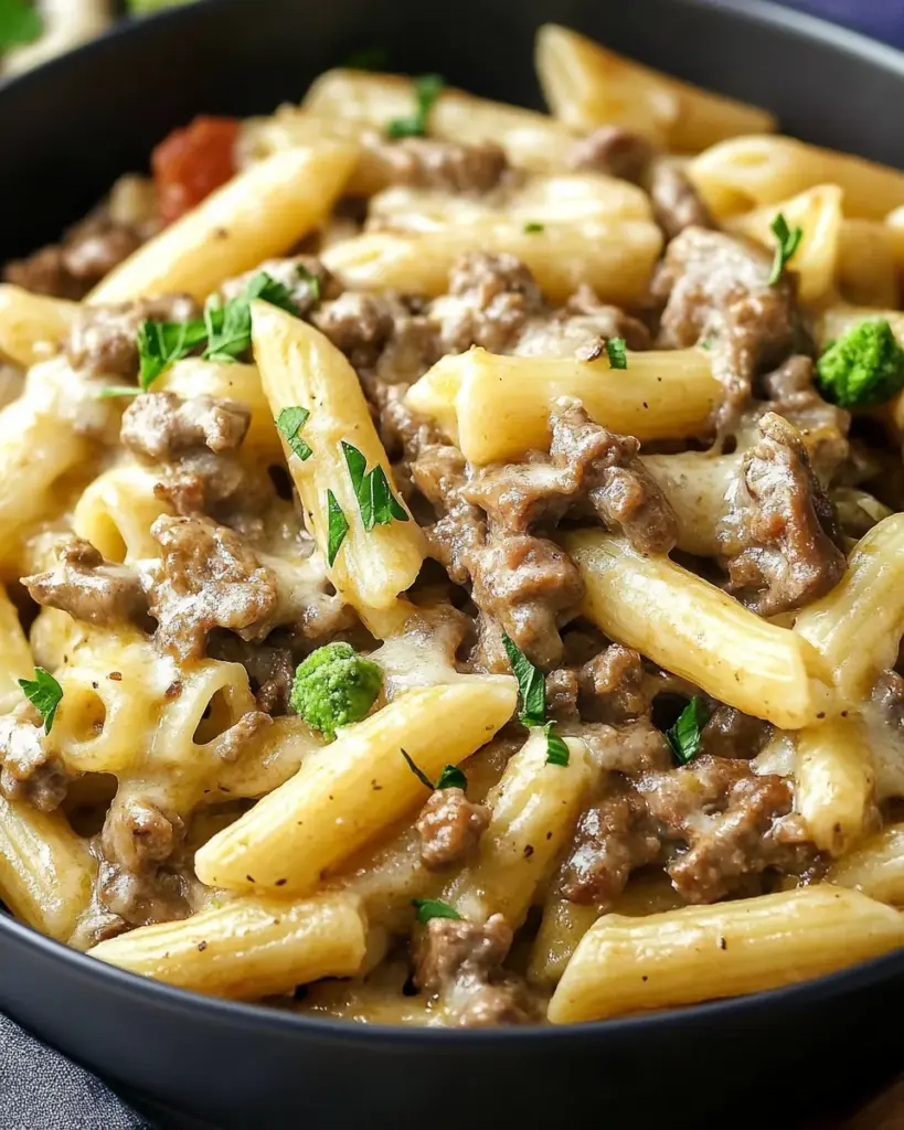 Philly Cheesesteak pasta