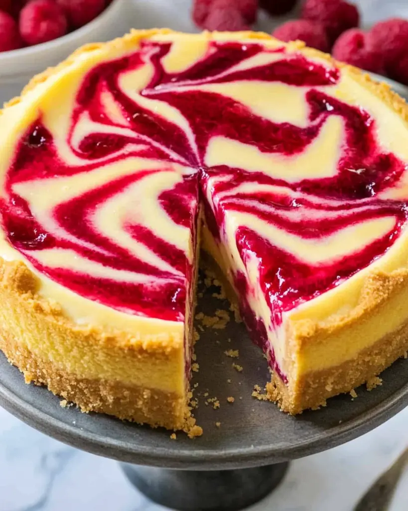 Raspberry Swirl Lemon Cheesecake