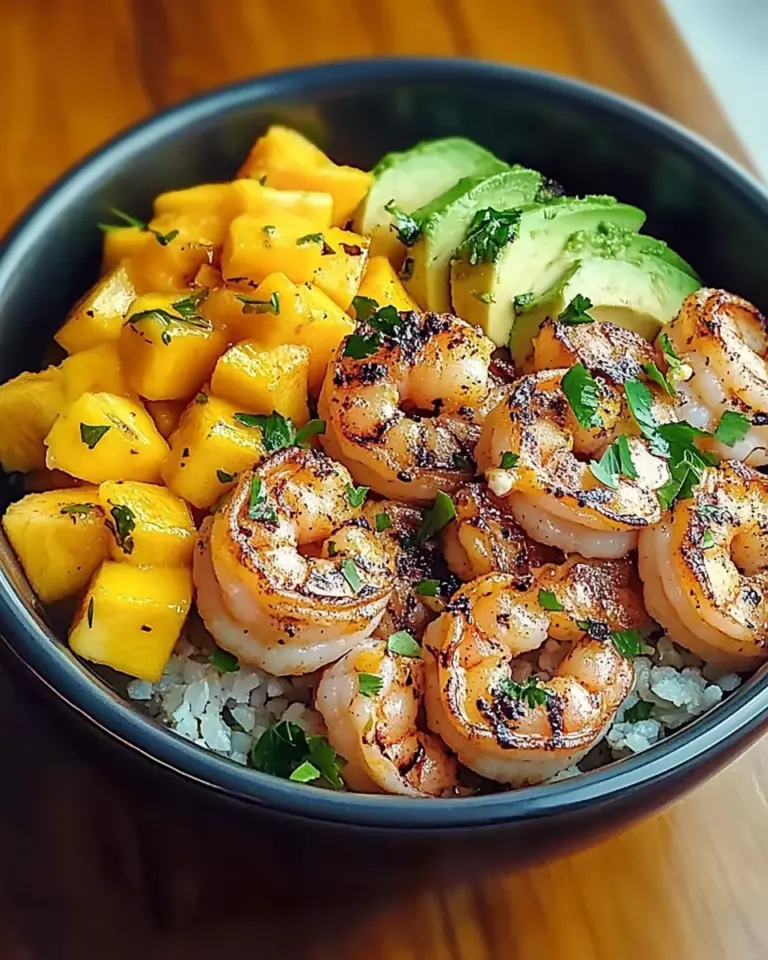 Shrimp and Avocado Bowls with Mango Salsa & Lime-Chili Sauce