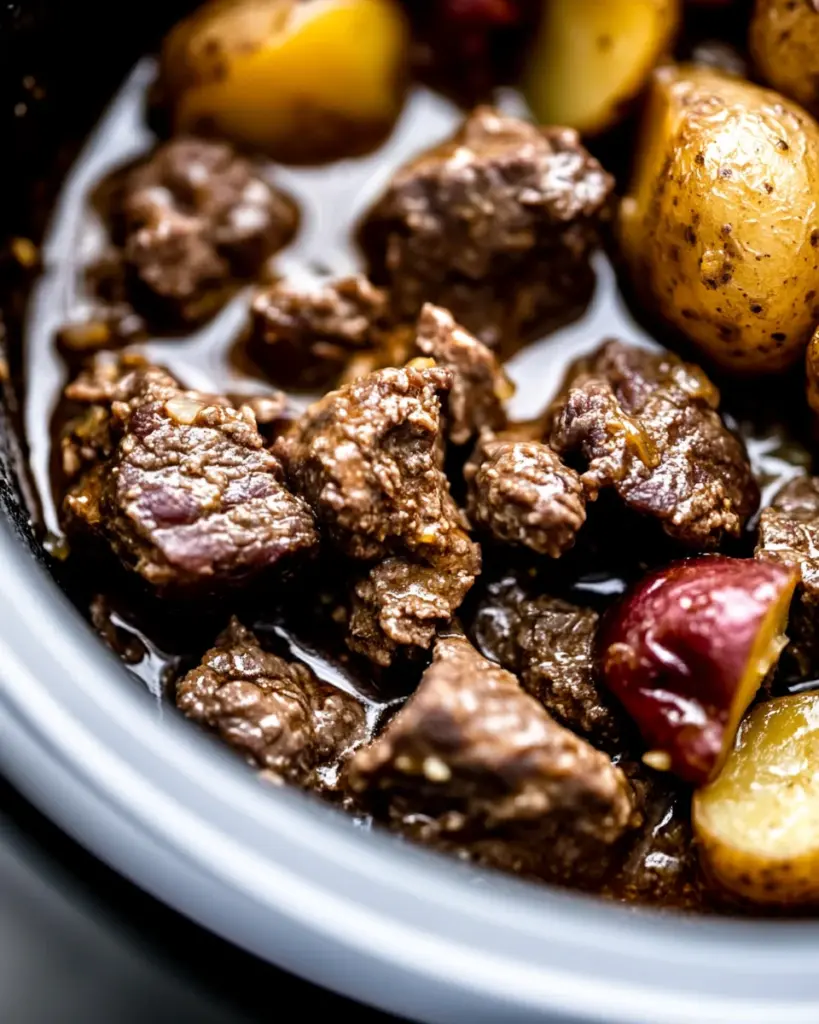 Slow Cooker Garlic Butter Beef Bites & Potatoes