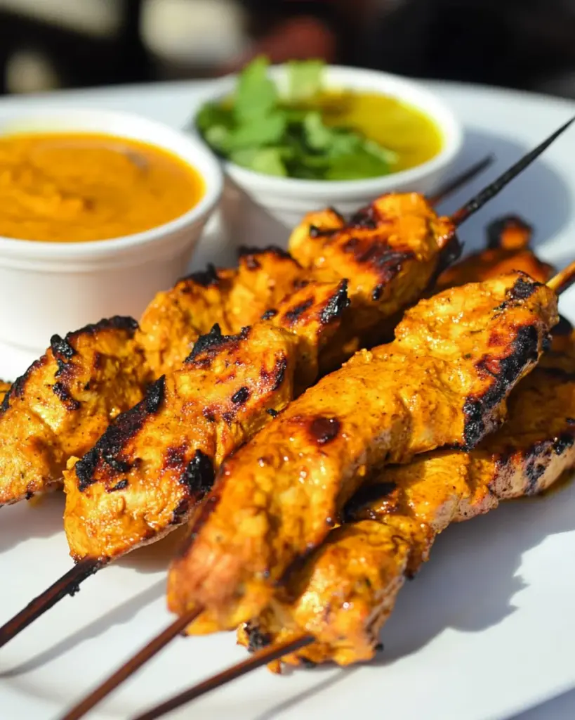 Thai Chicken Satay with Spicy Peanut Dipping Sauce