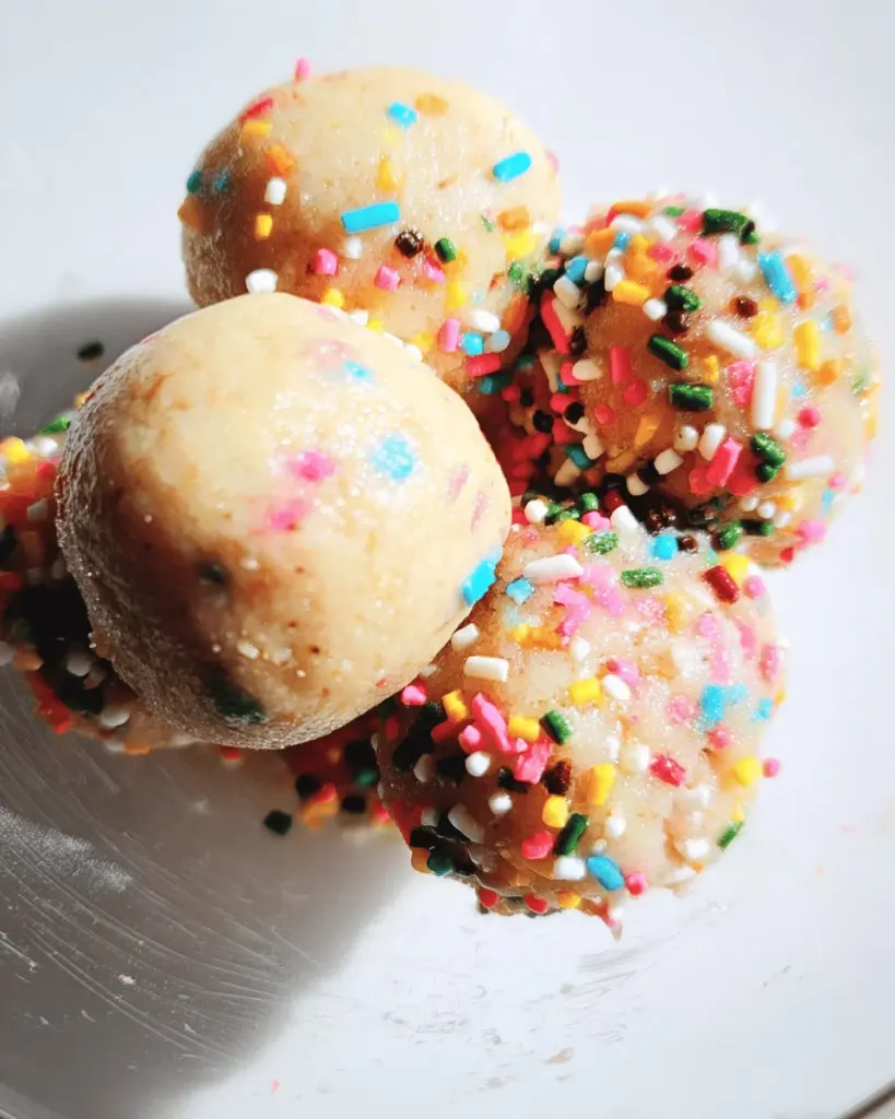 Applesauce Birthday Cake Protein Balls