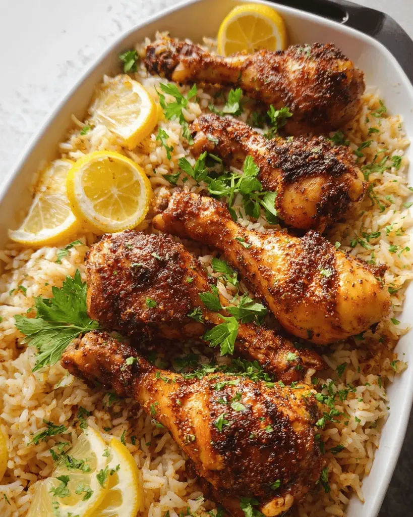 Baked Chicken Legs and Rice