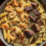 Blackened Steak and Shrimp Alfredo