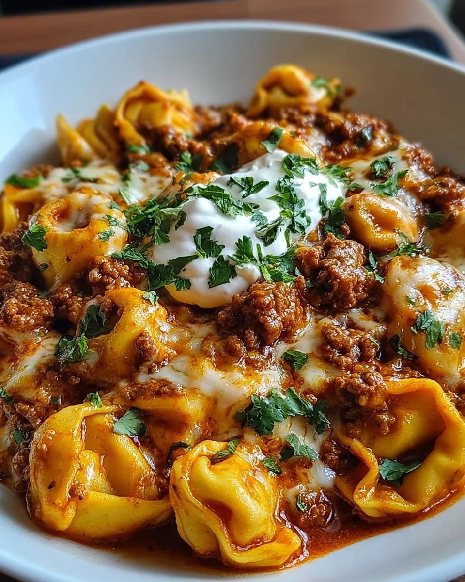Cheesy Beef Enchilada Tortellini