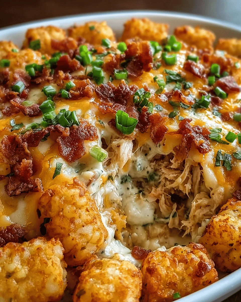 Easy Chicken Bacon Ranch Tater Tot Casserole