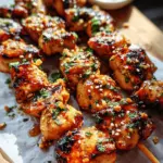 Easy Grilled Asian Chicken Skewers with Honey Garlic Sauce