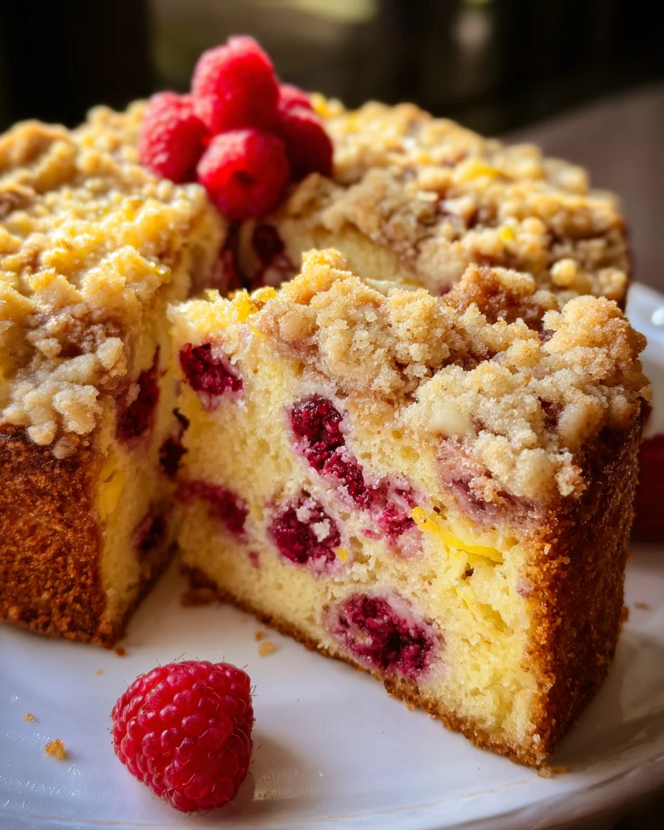 Easy Lemon Raspberry Cake with Crumb Topping