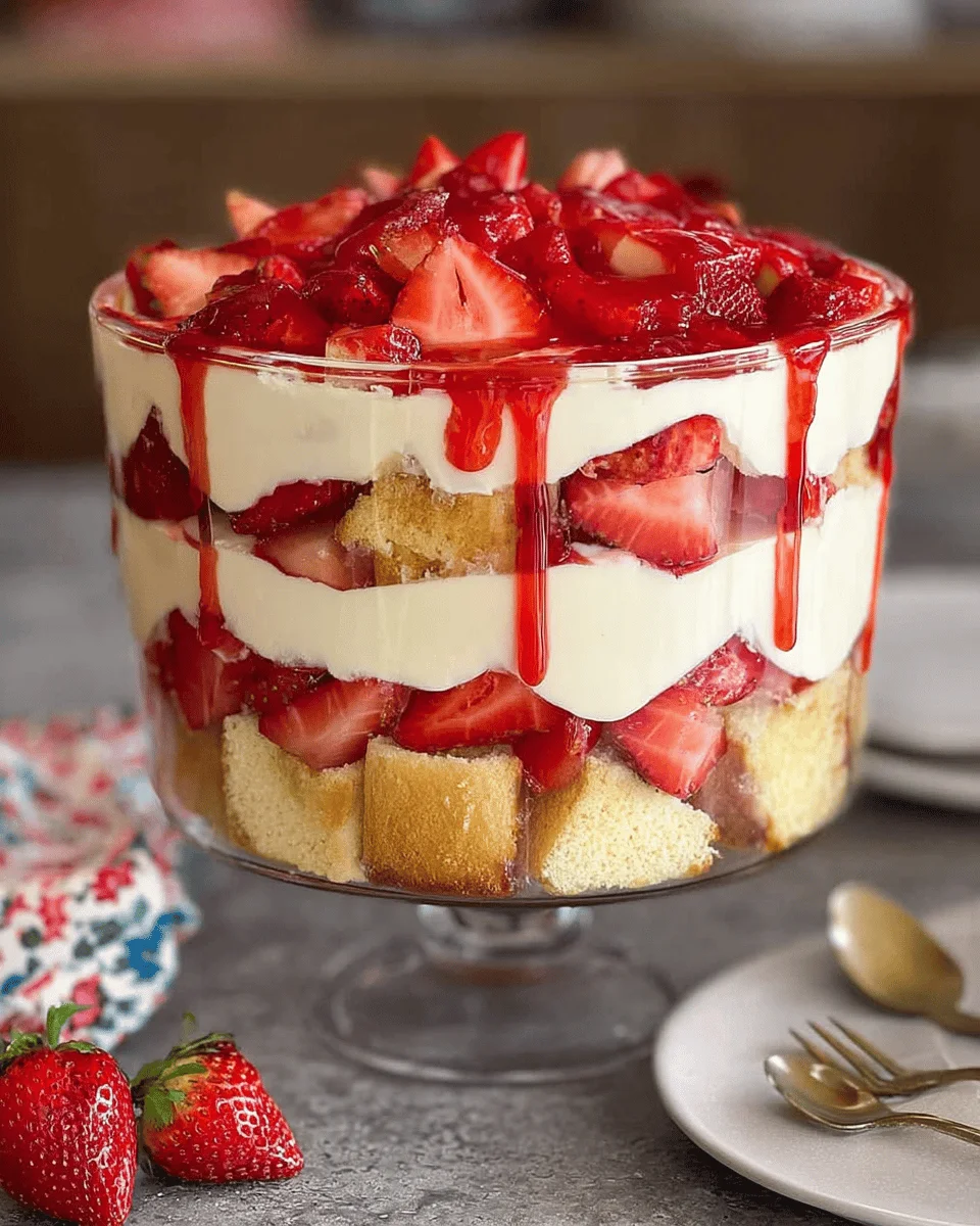 Easy Strawberry Trifle with Pound Cake