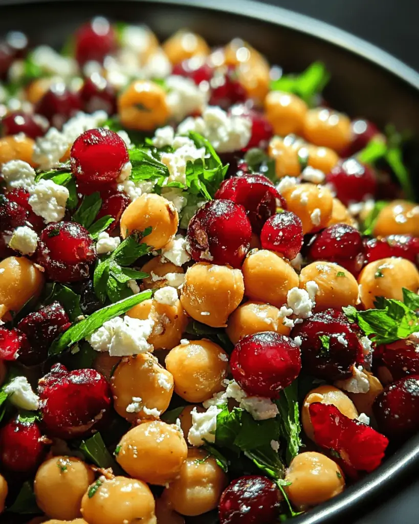 Feta & Cranberry Chickpeas with Lemon Vinaigrette