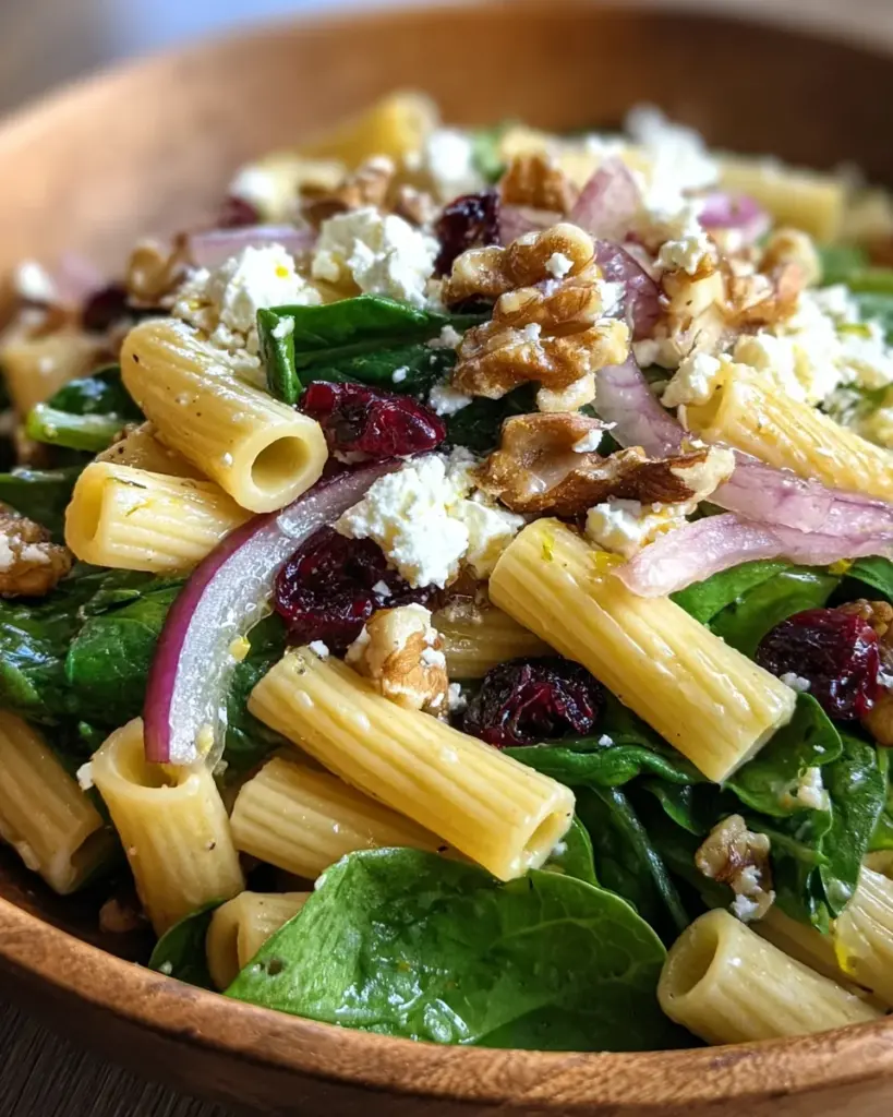 Feta & Cranberry Rigatoni Salad with Lemon Vinaigrette