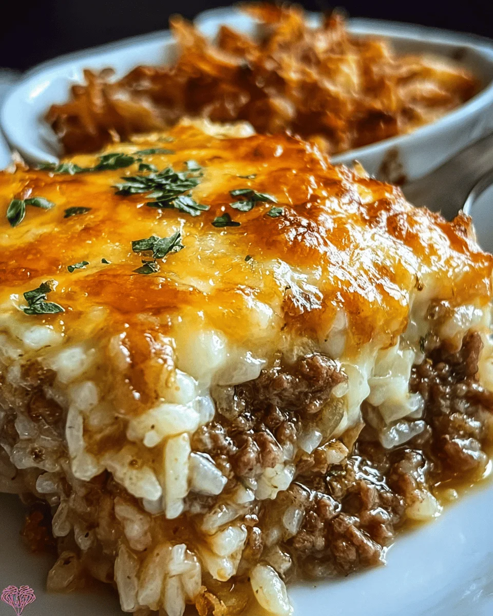 French Onion Ground Beef and Rice Casserole