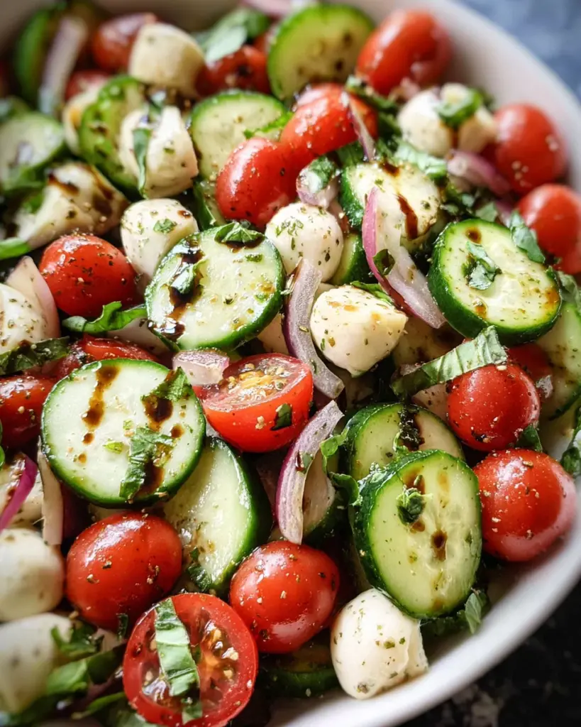 Fresh Cucumber Caprese Salad