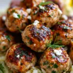 Greek Chicken Meatballs with Lemon Orzo