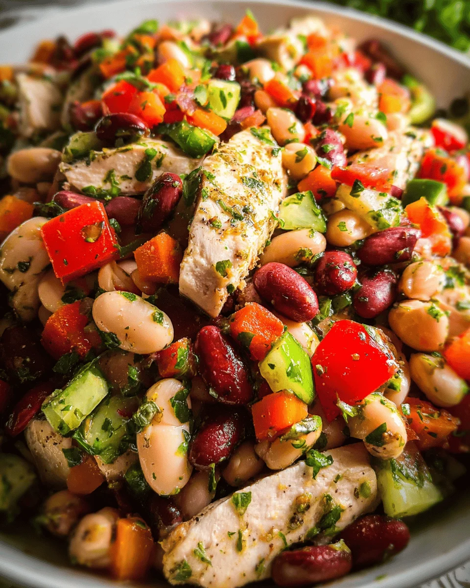 High-Protein Dense Bean Salad with Chicken