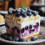Lemon Blueberry Shortbread Mousse Cake