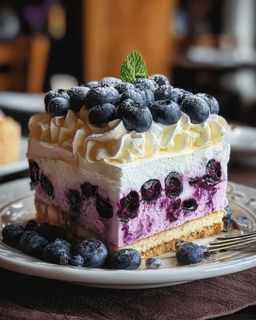 Lemon Blueberry Shortbread Mousse Cake