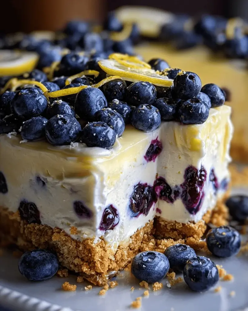 No-Bake Lemon dazzling Blueberry cream Cake