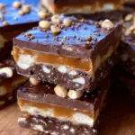 No Bake Crispy Snickers Bars