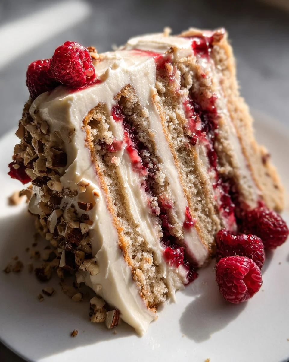 One Bowl Vegan Almond Raspberry Cake with Cream Cheese Frosting