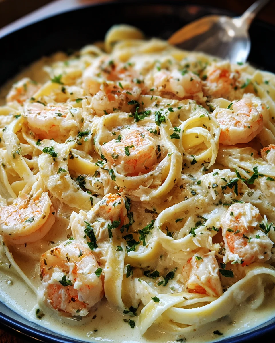 One Pot Shrimp and Crab Alfredo