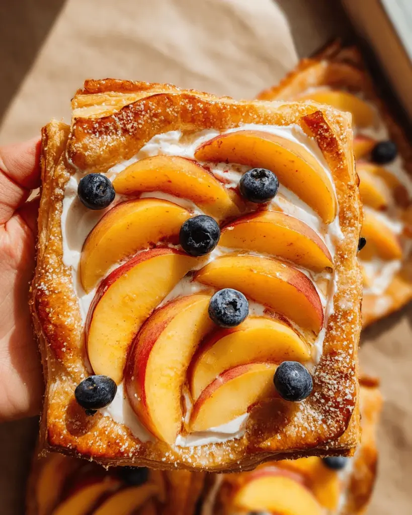Peaches and Cream Puff Pastry Tart