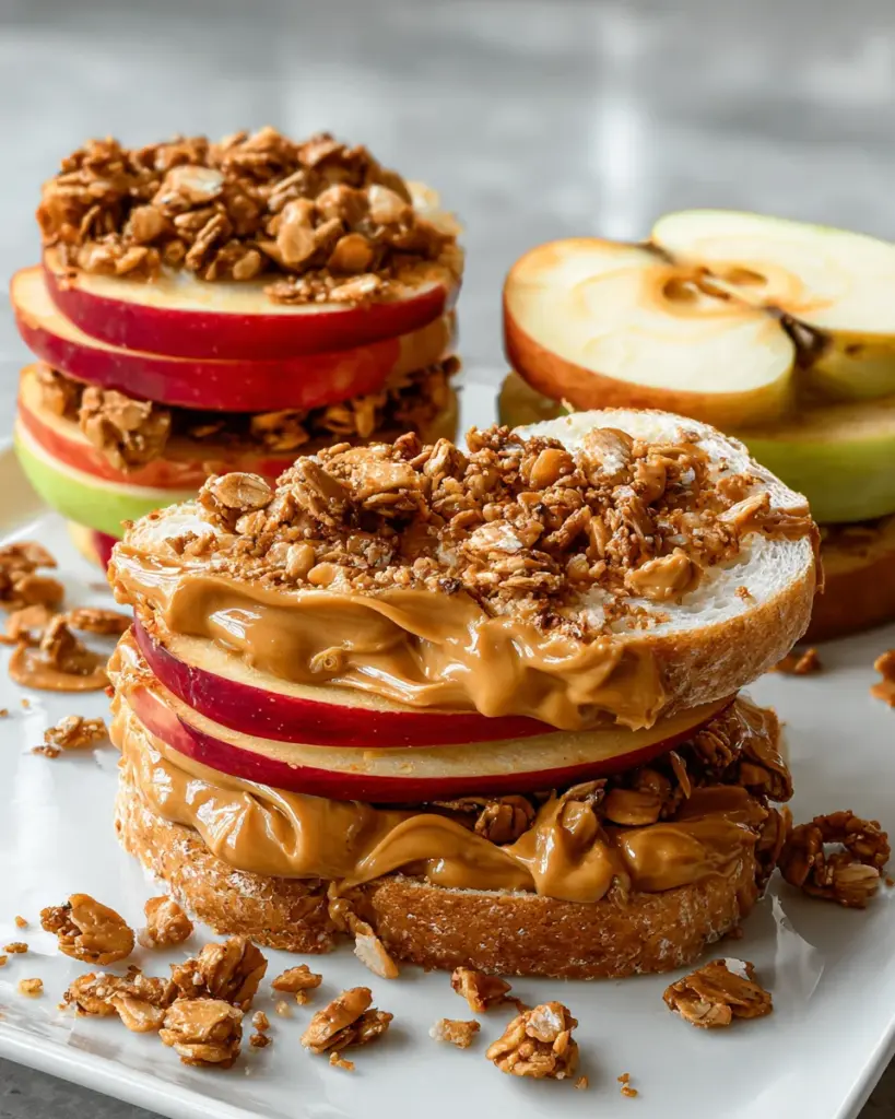 Peanut Butter Apple Sandwiches with Granola