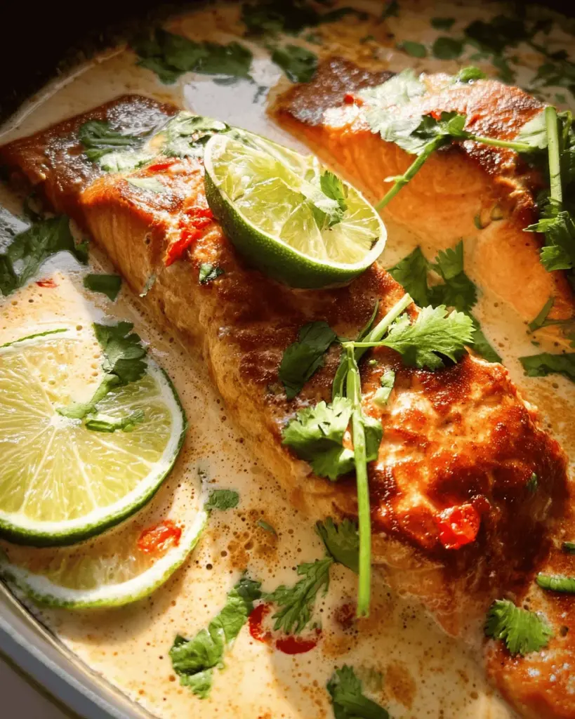 Poached Salmon in Coconut Lime Sauce