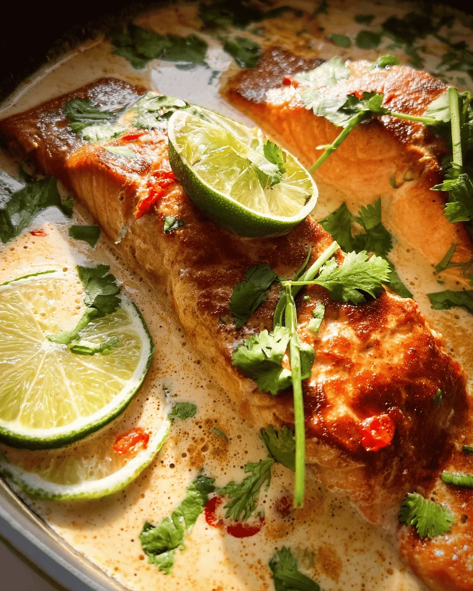 Poached Salmon in Coconut Lime Sauce