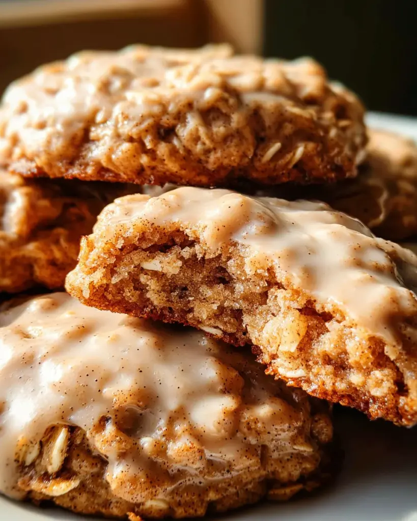 Seriously Thick & Chewy Chai Oatmeal Cookies with Maple Glaze