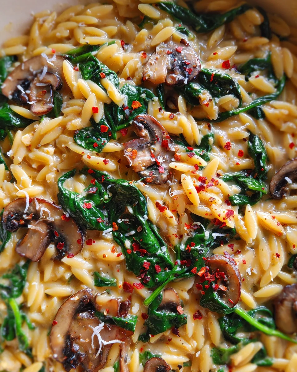 Spinach Mushroom Orzo