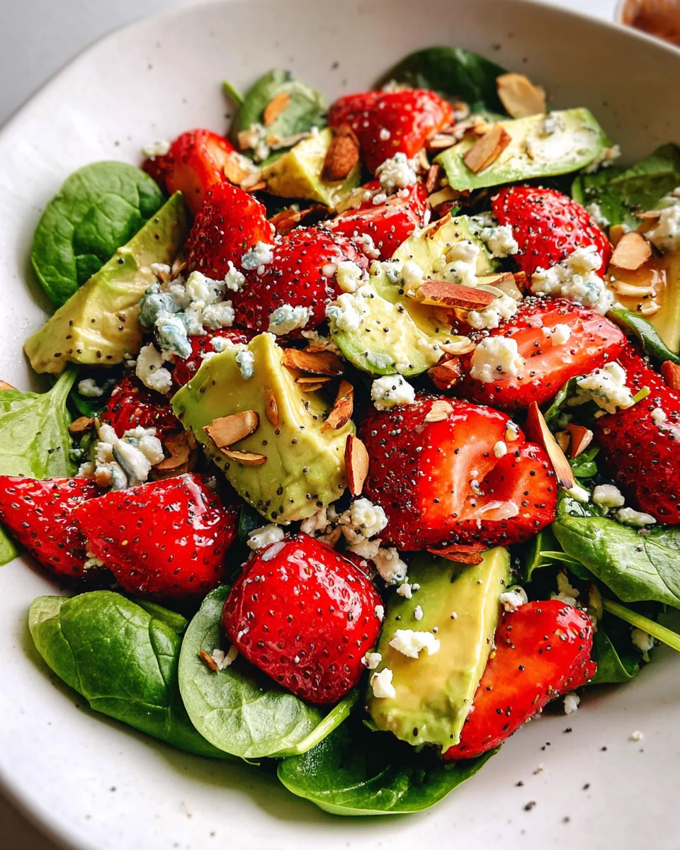 Strawberry Avocado Spinach Salad with Poppyseed Dressing