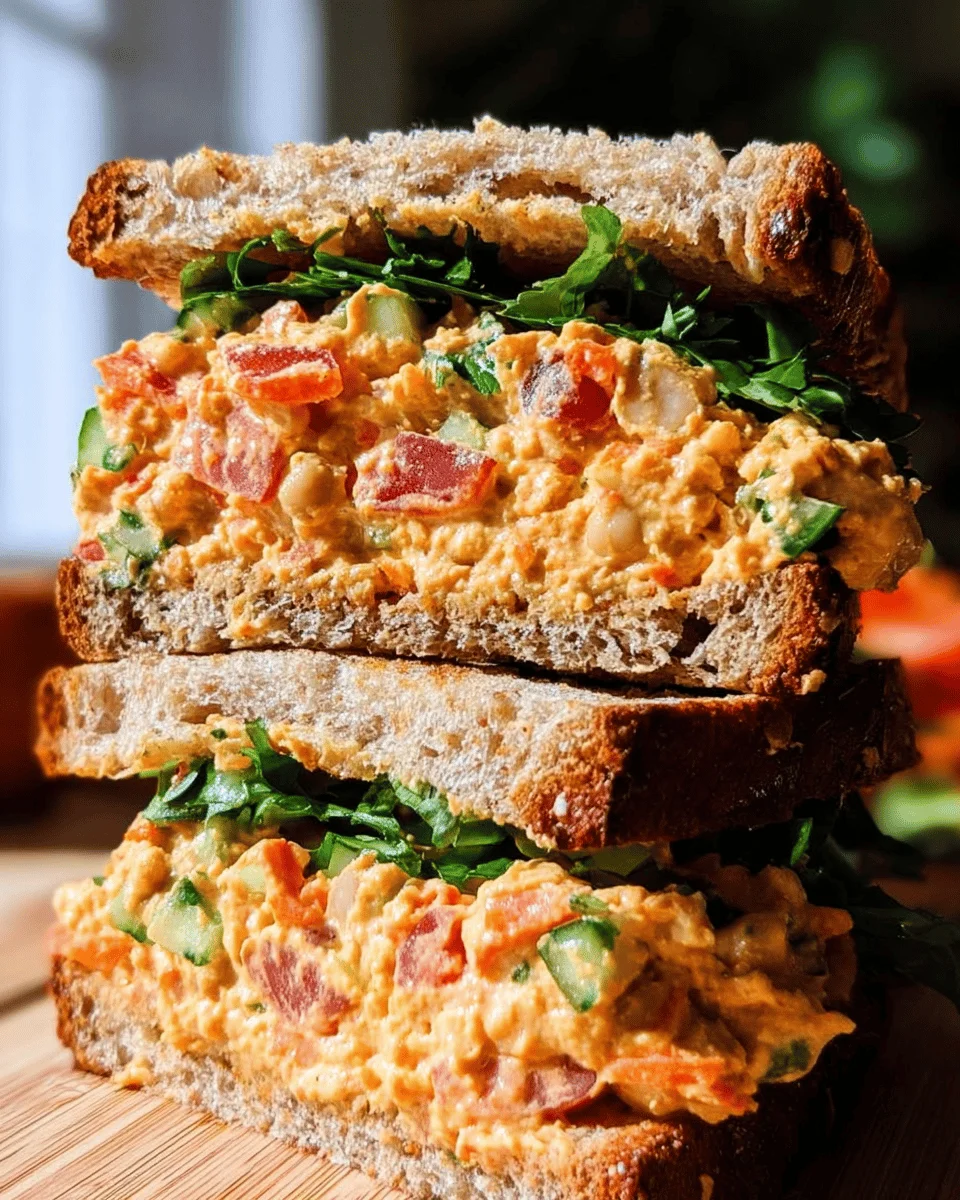 Vegan Buffalo Chickpea Salad Sandwich
