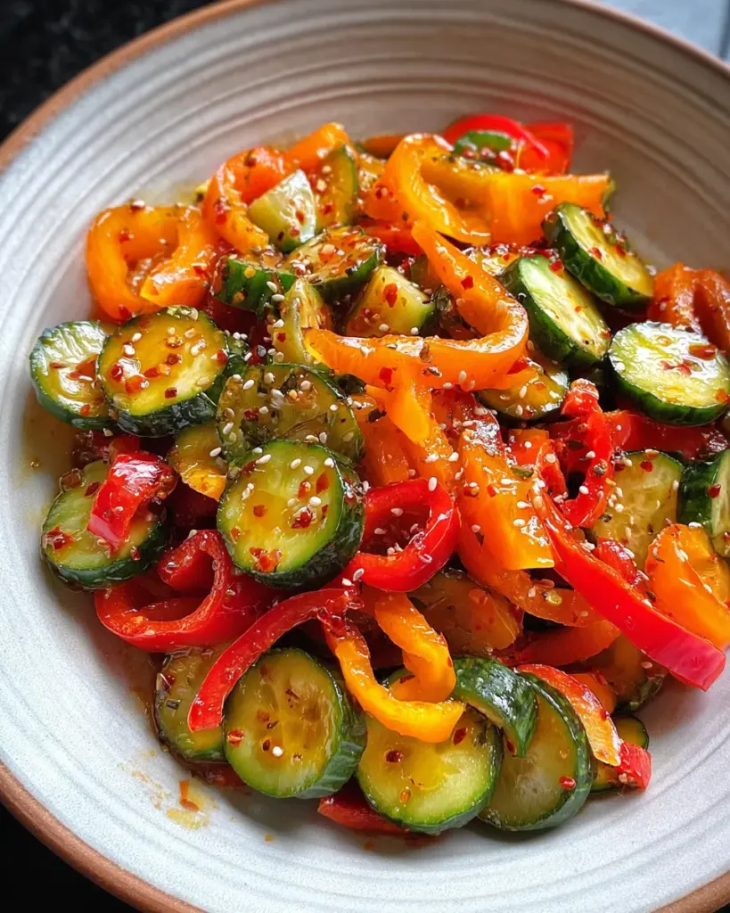 Viral TikTok Cucumber & Bell Pepper Salad