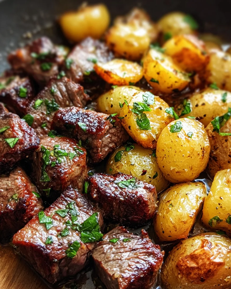 Creamy Garlic Butter Steak Bites and Potatoes
