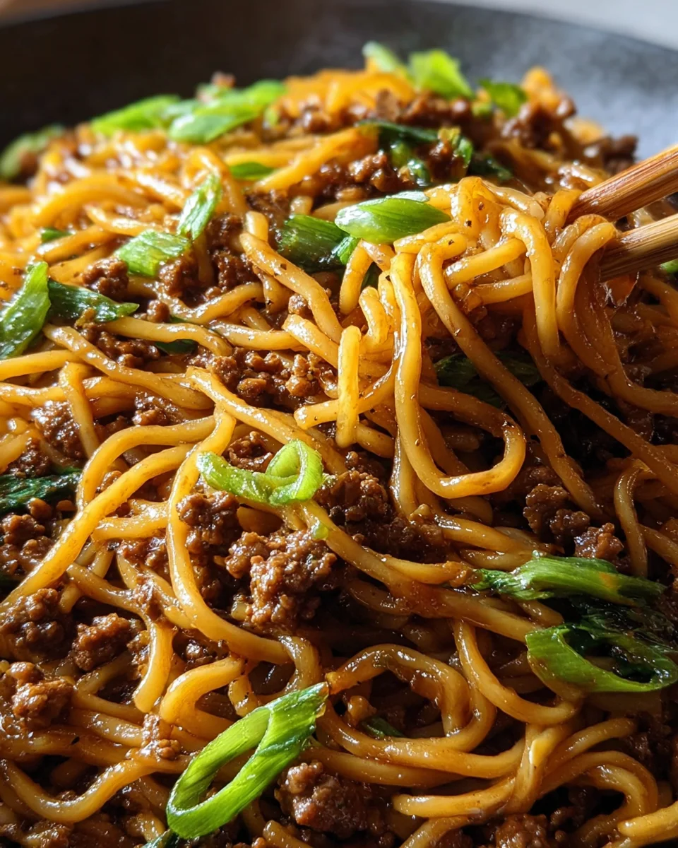 Ground Beef Mongolian Noodles