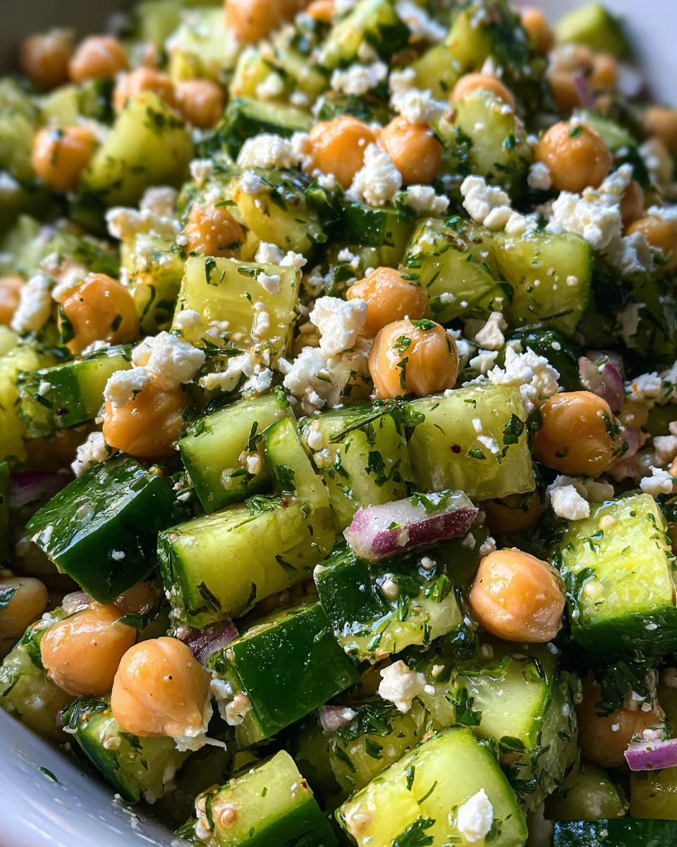Herby Cucumber Salad with Feta and Chickpeas