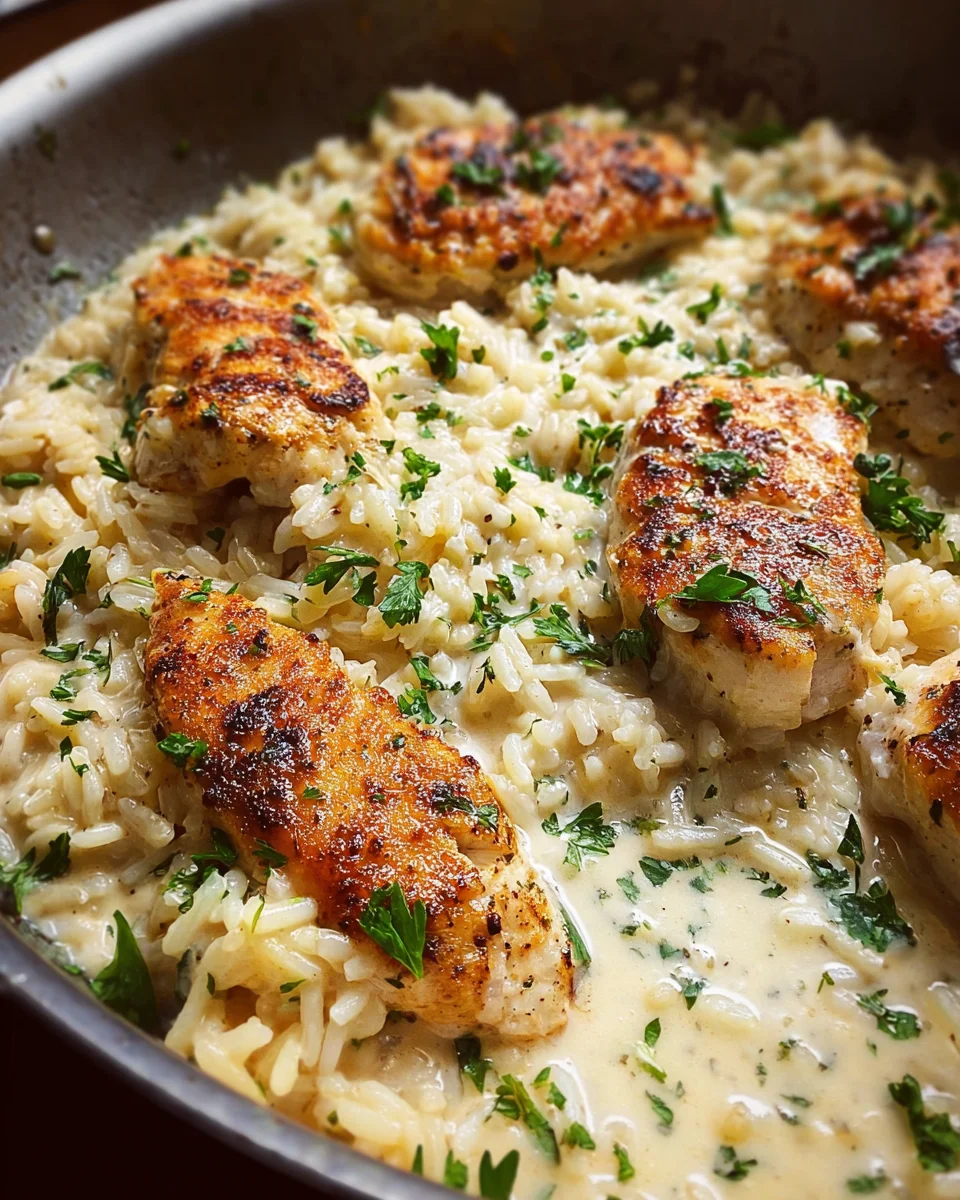 One-Pan Creamy Parmesan Chicken & Rice
